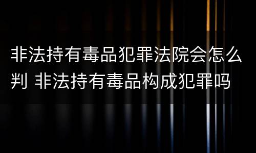 非法持有毒品犯罪法院会怎么判 非法持有毒品构成犯罪吗