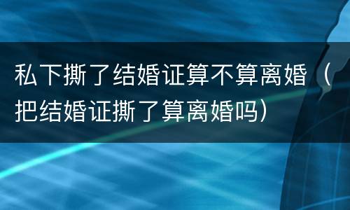 私下撕了结婚证算不算离婚（把结婚证撕了算离婚吗）