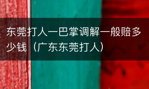 东莞打人一巴掌调解一般赔多少钱（广东东莞打人）