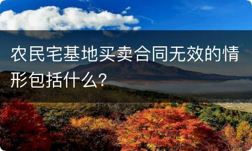 农民宅基地买卖合同无效的情形包括什么？