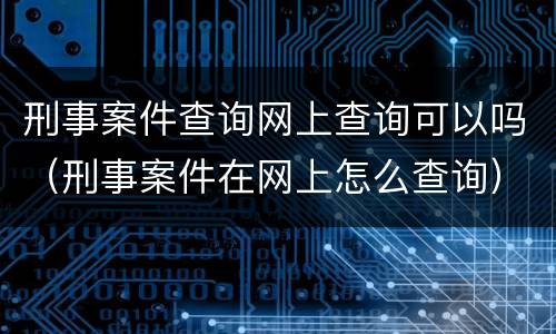 刑事案件查询网上查询可以吗（刑事案件在网上怎么查询）