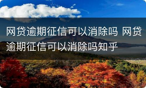 网贷逾期征信可以消除吗 网贷逾期征信可以消除吗知乎