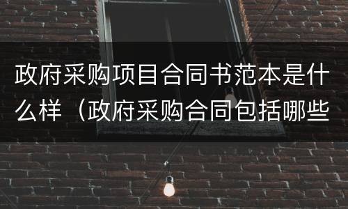 政府采购项目合同书范本是什么样（政府采购合同包括哪些主要条款）