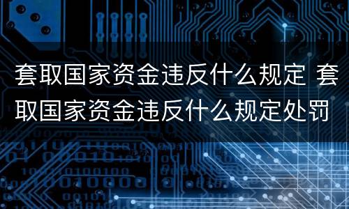 套取国家资金违反什么规定 套取国家资金违反什么规定处罚