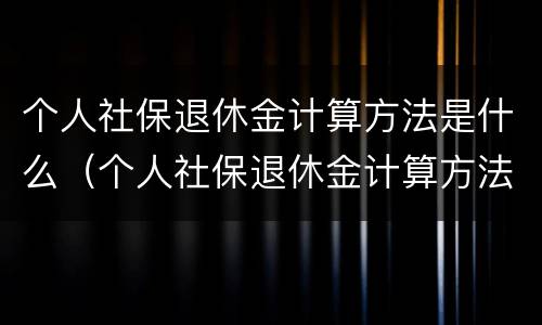个人社保退休金计算方法是什么（个人社保退休金计算方法是什么呢）
