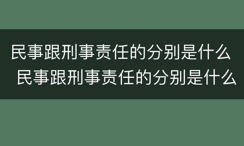 民事跟刑事责任的分别是什么 民事跟刑事责任的分别是什么呢