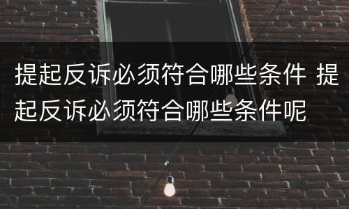 提起反诉必须符合哪些条件 提起反诉必须符合哪些条件呢