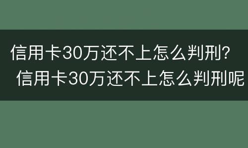 信用卡30万还不上怎么判刑？ 信用卡30万还不上怎么判刑呢