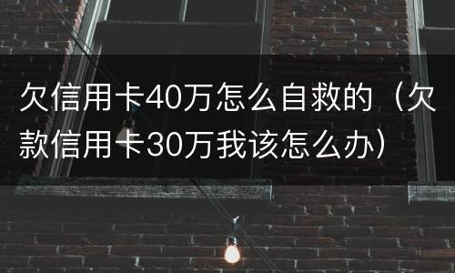 欠信用卡40万怎么自救的（欠款信用卡30万我该怎么办）