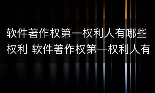 软件著作权第一权利人有哪些权利 软件著作权第一权利人有哪些权利和义务