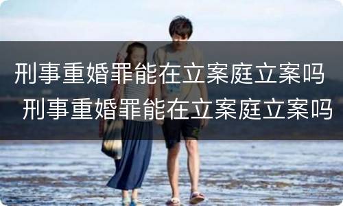 刑事重婚罪能在立案庭立案吗 刑事重婚罪能在立案庭立案吗知乎