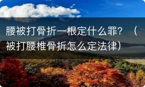 腰被打骨折一根定什么罪？（被打腰椎骨折怎么定法律）