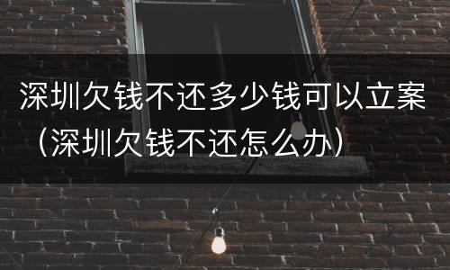 深圳欠钱不还多少钱可以立案（深圳欠钱不还怎么办）