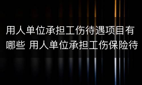 用人单位承担工伤待遇项目有哪些 用人单位承担工伤保险待遇