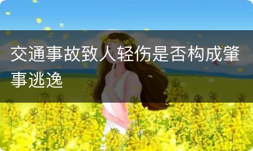 交通事故致人轻伤是否构成肇事逃逸