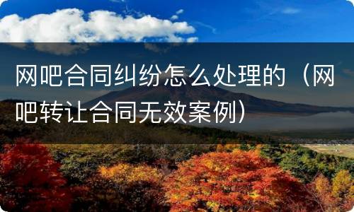 网吧合同纠纷怎么处理的（网吧转让合同无效案例）
