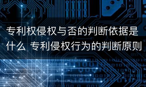 专利权侵权与否的判断依据是什么 专利侵权行为的判断原则有哪些