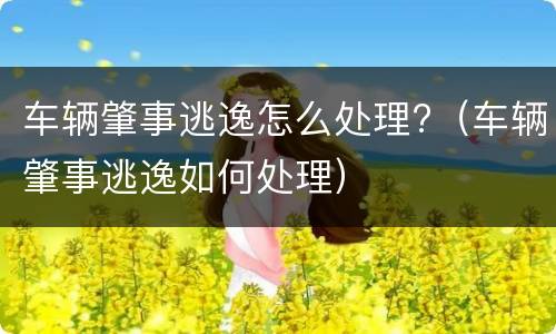 车辆肇事逃逸怎么处理?（车辆肇事逃逸如何处理）