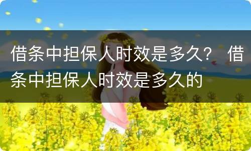 借条中担保人时效是多久？ 借条中担保人时效是多久的