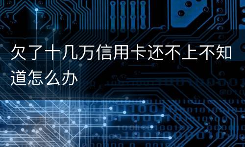 欠了十几万信用卡还不上不知道怎么办