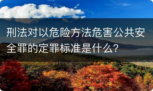 刑法对以危险方法危害公共安全罪的定罪标准是什么？