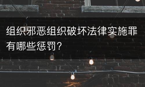 组织邪恶组织破坏法律实施罪有哪些惩罚?