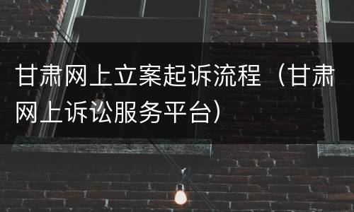甘肃网上立案起诉流程（甘肃网上诉讼服务平台）