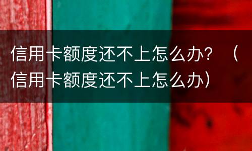 信用卡额度还不上怎么办？（信用卡额度还不上怎么办）
