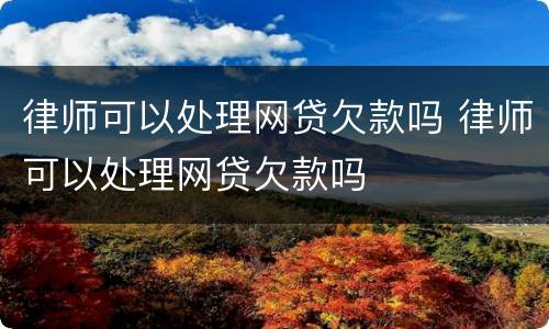 律师可以处理网贷欠款吗 律师可以处理网贷欠款吗