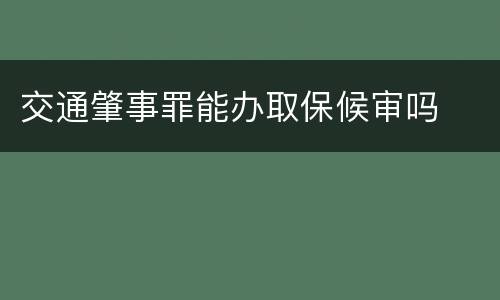 交通肇事罪能办取保候审吗