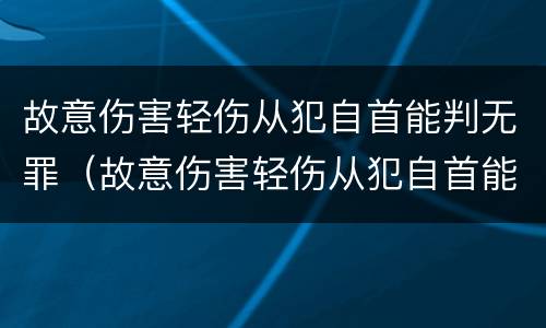 故意伤害轻伤从犯自首能判无罪（故意伤害轻伤从犯自首能判无罪嘛）