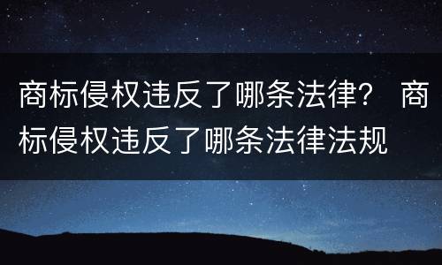 商标侵权违反了哪条法律？ 商标侵权违反了哪条法律法规