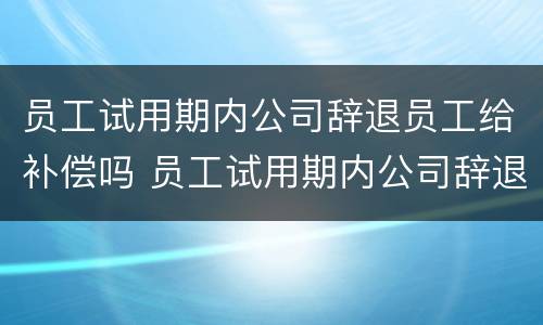 员工试用期内公司辞退员工给补偿吗 员工试用期内公司辞退员工给补偿吗怎么算