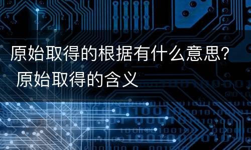 原始取得的根据有什么意思？ 原始取得的含义