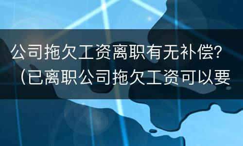 公司拖欠工资离职有无补偿？（已离职公司拖欠工资可以要求赔偿吗）