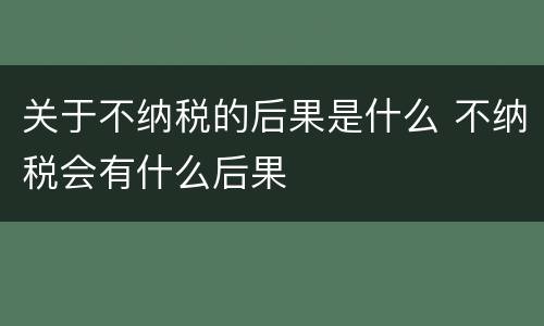 关于不纳税的后果是什么 不纳税会有什么后果