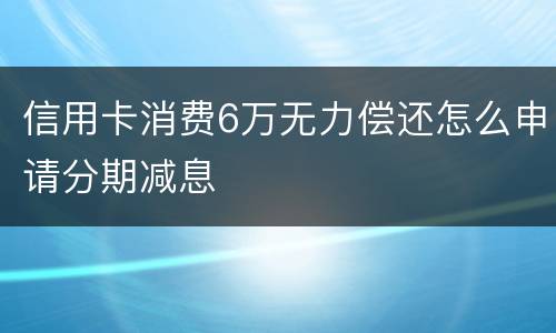 信用卡消费6万无力偿还怎么申请分期减息