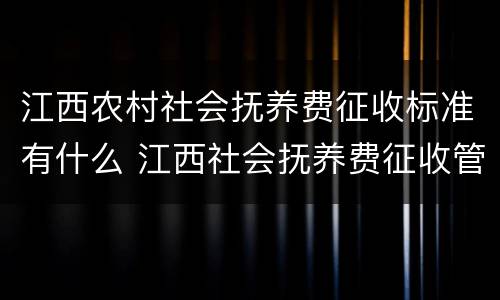 江西农村社会抚养费征收标准有什么 江西社会抚养费征收管理办法