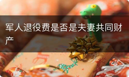 军人退役费是否是夫妻共同财产