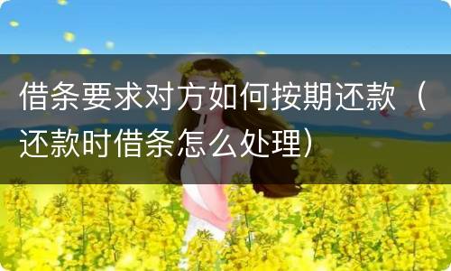 借条要求对方如何按期还款（还款时借条怎么处理）