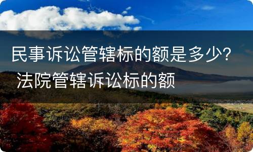 民事诉讼管辖标的额是多少？ 法院管辖诉讼标的额