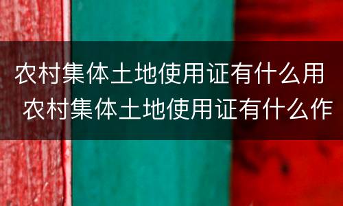 农村集体土地使用证有什么用 农村集体土地使用证有什么作用