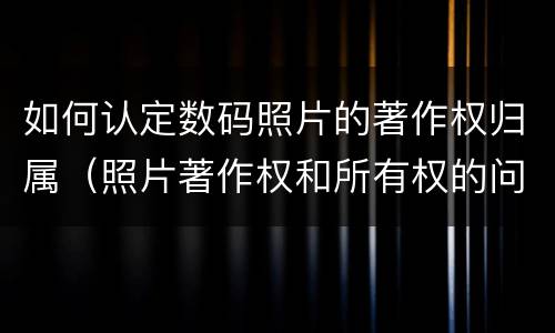 如何认定数码照片的著作权归属（照片著作权和所有权的问题）