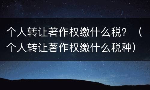 个人转让著作权缴什么税？（个人转让著作权缴什么税种）