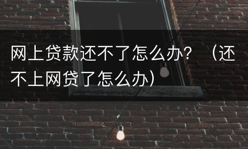 网上贷款还不了怎么办？（还不上网贷了怎么办）