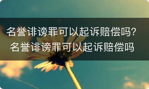 名誉诽谤罪可以起诉赔偿吗？ 名誉诽谤罪可以起诉赔偿吗