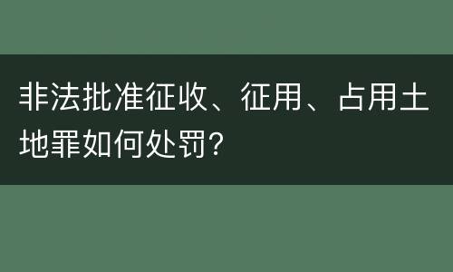 非法批准征收、征用、占用土地罪如何处罚？