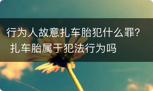 行为人故意扎车胎犯什么罪？ 扎车胎属于犯法行为吗