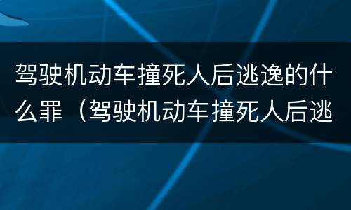 驾驶机动车撞死人后逃逸的什么罪（驾驶机动车撞死人后逃逸的什么罪名）