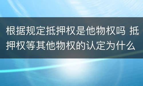 根据规定抵押权是他物权吗 抵押权等其他物权的认定为什么